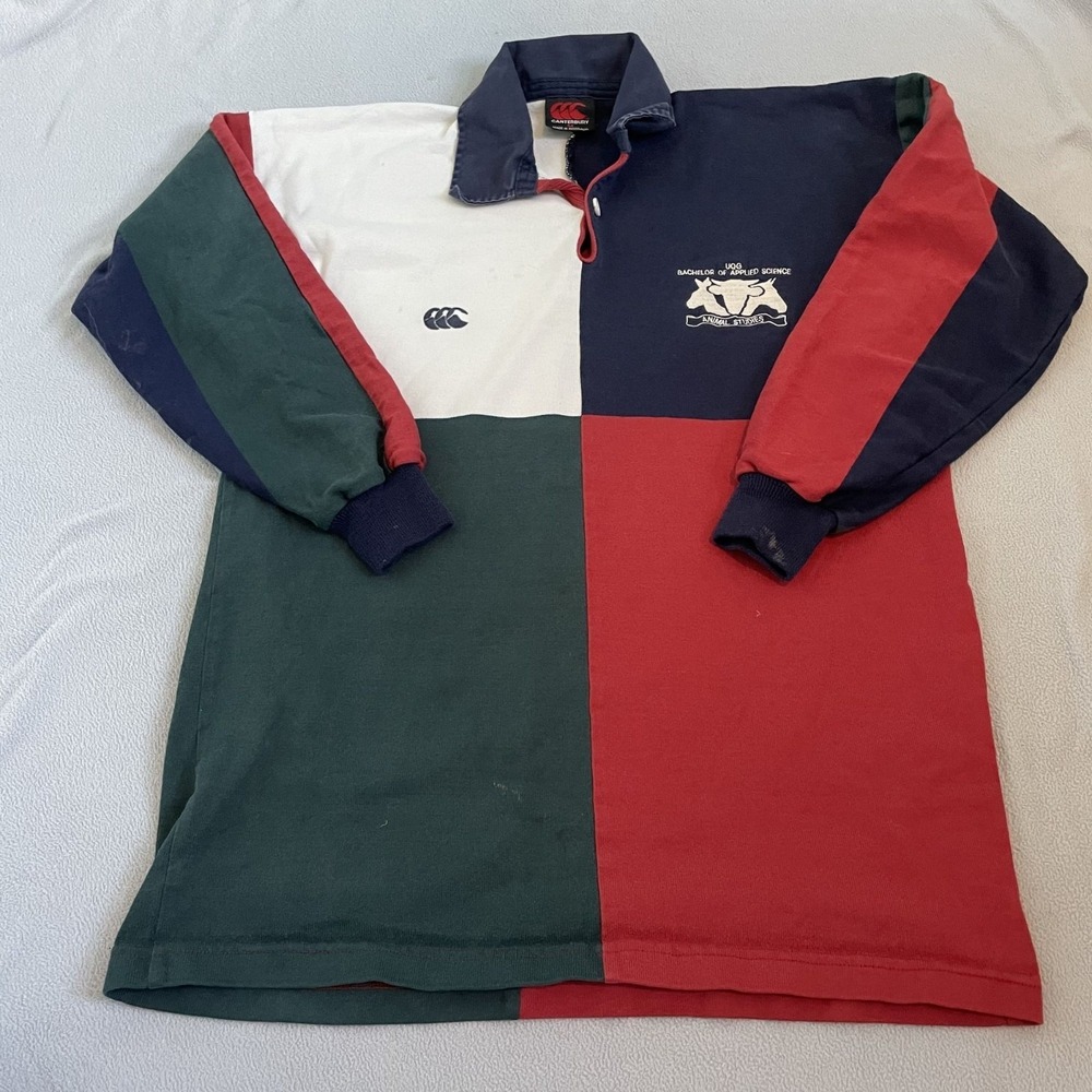 Vintage Canterbury U of Guelph Rugby Polo Shirt Mens‎ Medium Pullover Colorblock